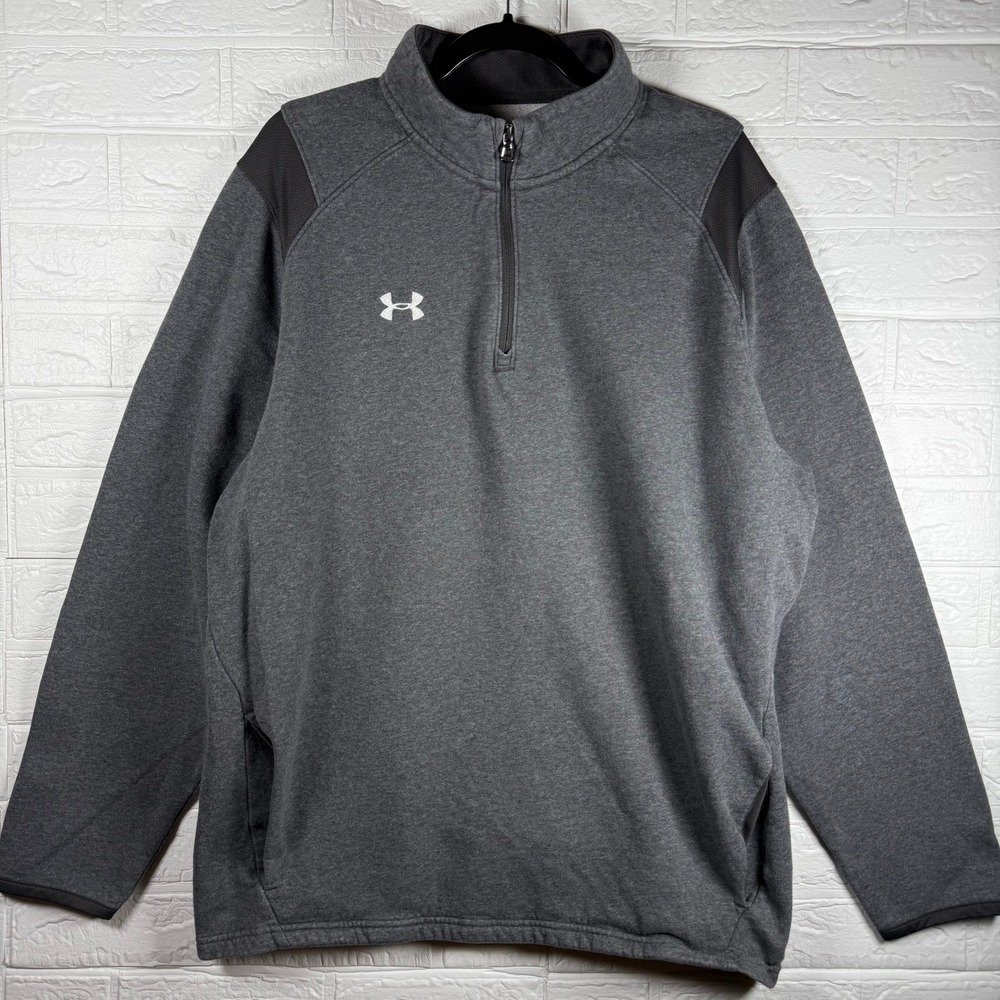 Under Armour 1/4 Zip Pullover Mens Large Gray Heathered Athletic Fleece Jacket